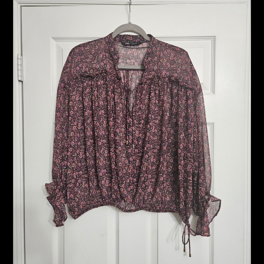 Sheer purple blouse-NWOT- Size Small